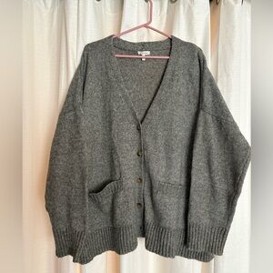 Ella Moss Charcoal Gray Button-Front V-Neck Cardigan